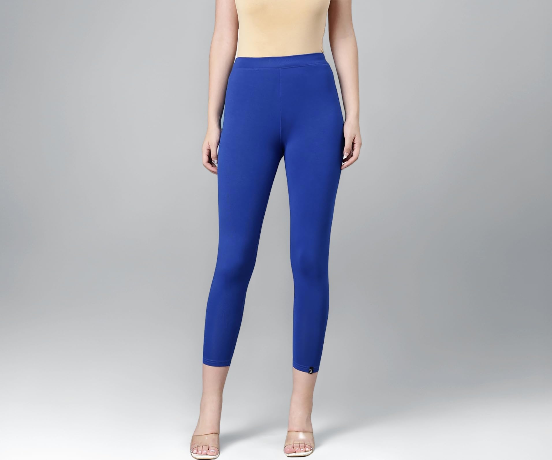 TWIN BIRDS Viscose Elastane Stretch Leggings for Women | Mid Rise Skinny Fit, High Ankle & 7/8 Cropped Length Active Legging