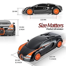 BEZGAR Bugatti Toy Car - Officially Licensed Bugatti Grand Sport Vitesse Remote Control Car,1:24 Scale Sport Racing Toy Car Model Vehicle for Kids, Adults, Girls and Boys (47000 Black)