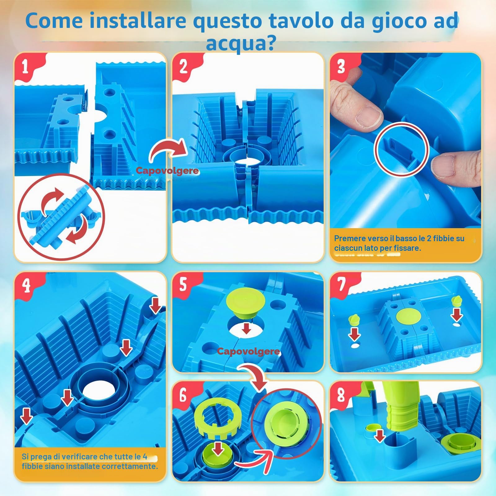 KNASON Tavolo Sabbia e Acqua per Bambini,2 in 1 Tavolo Acqua Bambini con 37 Pezzi di Accessori per Il Tavolo Acqua, Giochi Acqua Bambini Esterno sulla Spiaggia del Cortile per Bambini 3 4 5 6 8