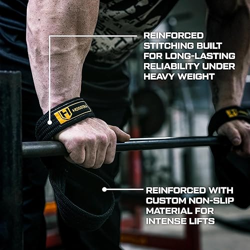 Miniatura 4 de HOSSTILE Figura 8 correas de elevación (par)  Cincha de algodón resistente, diseño antideslizante, ajuste ajustable, para entrenamiento de fuerza,