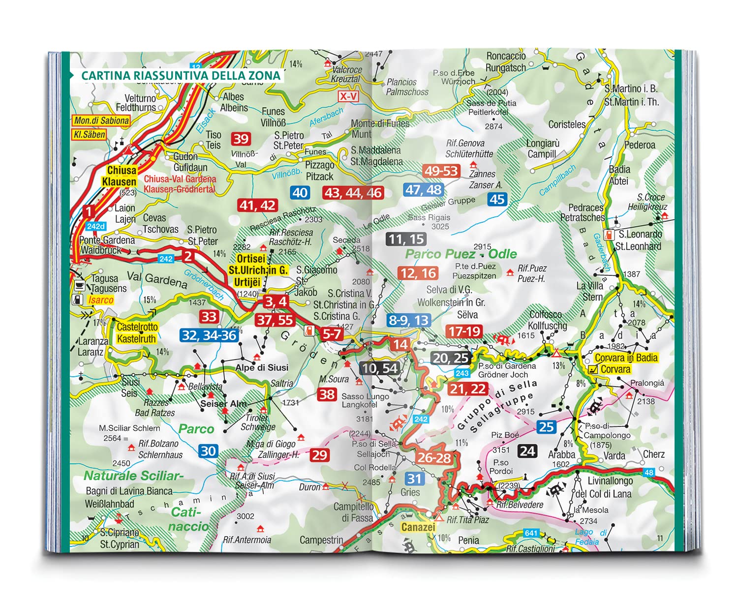 Carta escursionistica Kom 5735. Val Gardena, Val di Funes, Alpe di Siusi: cartina escursionistica, Download gratuito dei dati GPX
