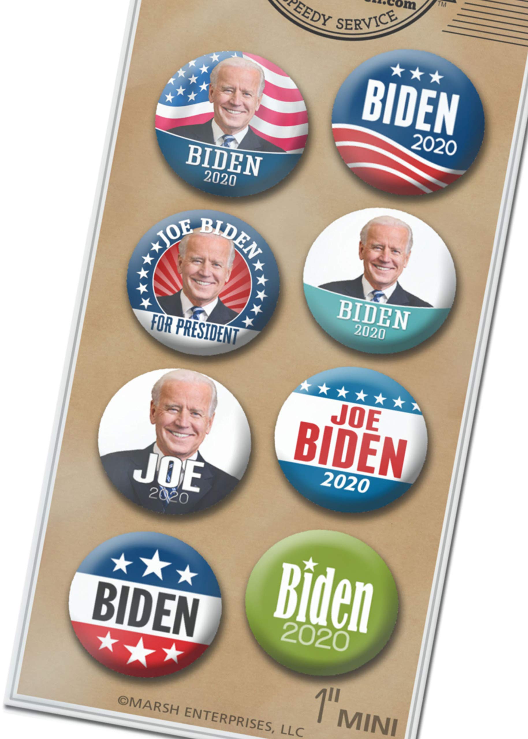 8-Pack Mini 1 Inch Buttons - Joe Biden for President Lapel Pins Assorted Biden Harris 2024 - Design 6004