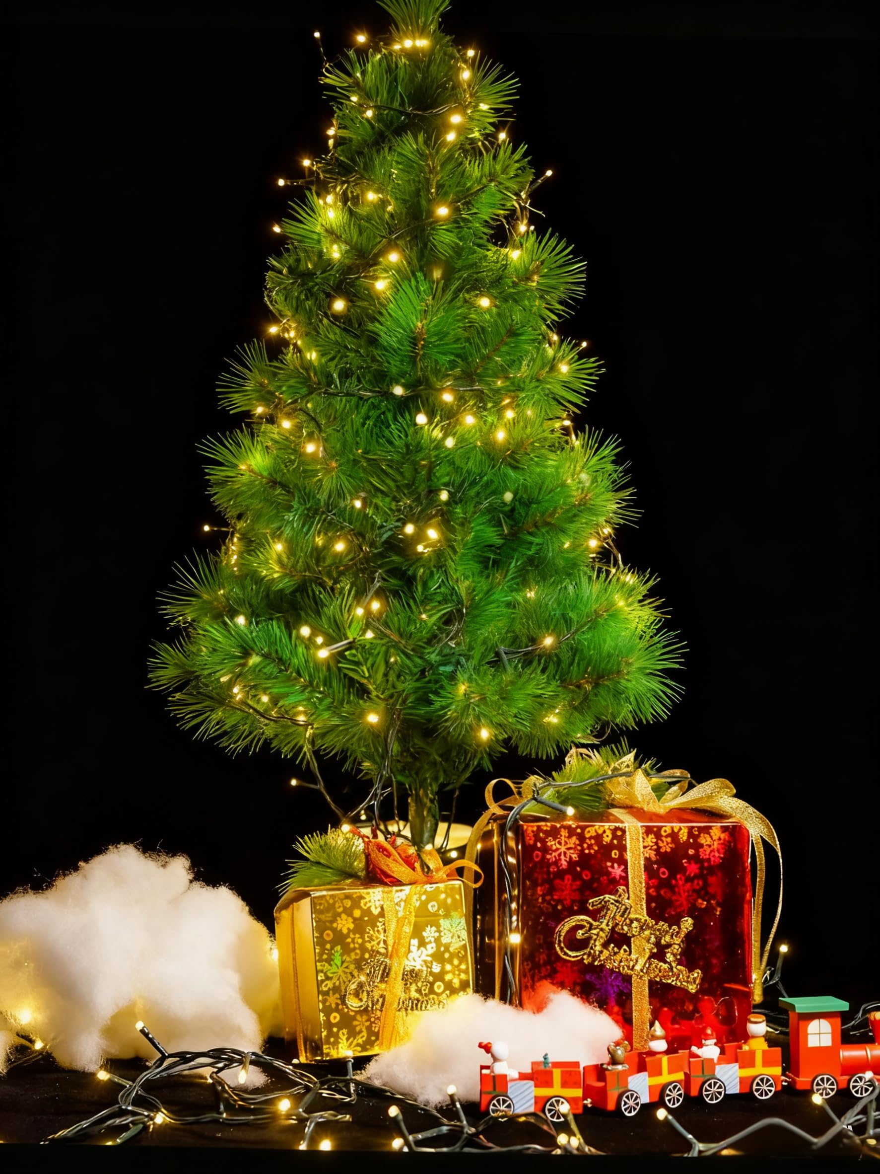 WISD Guirlande Lumineuse 103M 1000 LED Blanc Chaud avec Câble Vert - Réglable en luminosité pour Sapin de Noël, avec Minuterie et Prise - Décoration Intérieure Extérieure pour Noël, Chambre, Jardin