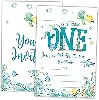 Vista 7 de AWSICE Invitaciones de cumpleaños bajo el mar, tarjetas de invitación rellenas de doble cara para fiestas de cumpleaños, niños, niñas, niños