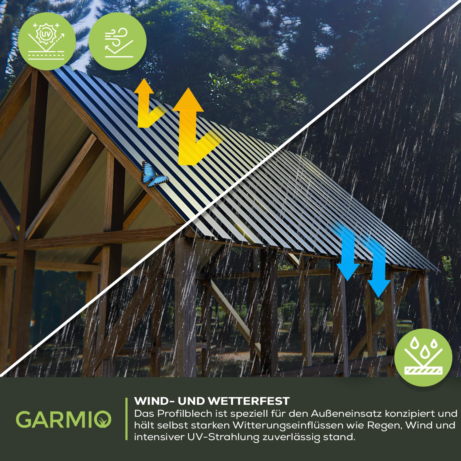 GARMIO® Profilblech Amalfi 115x45 cm Trapezblech Set 7,8 m² Dachblech verzinkter Stahl schwarz