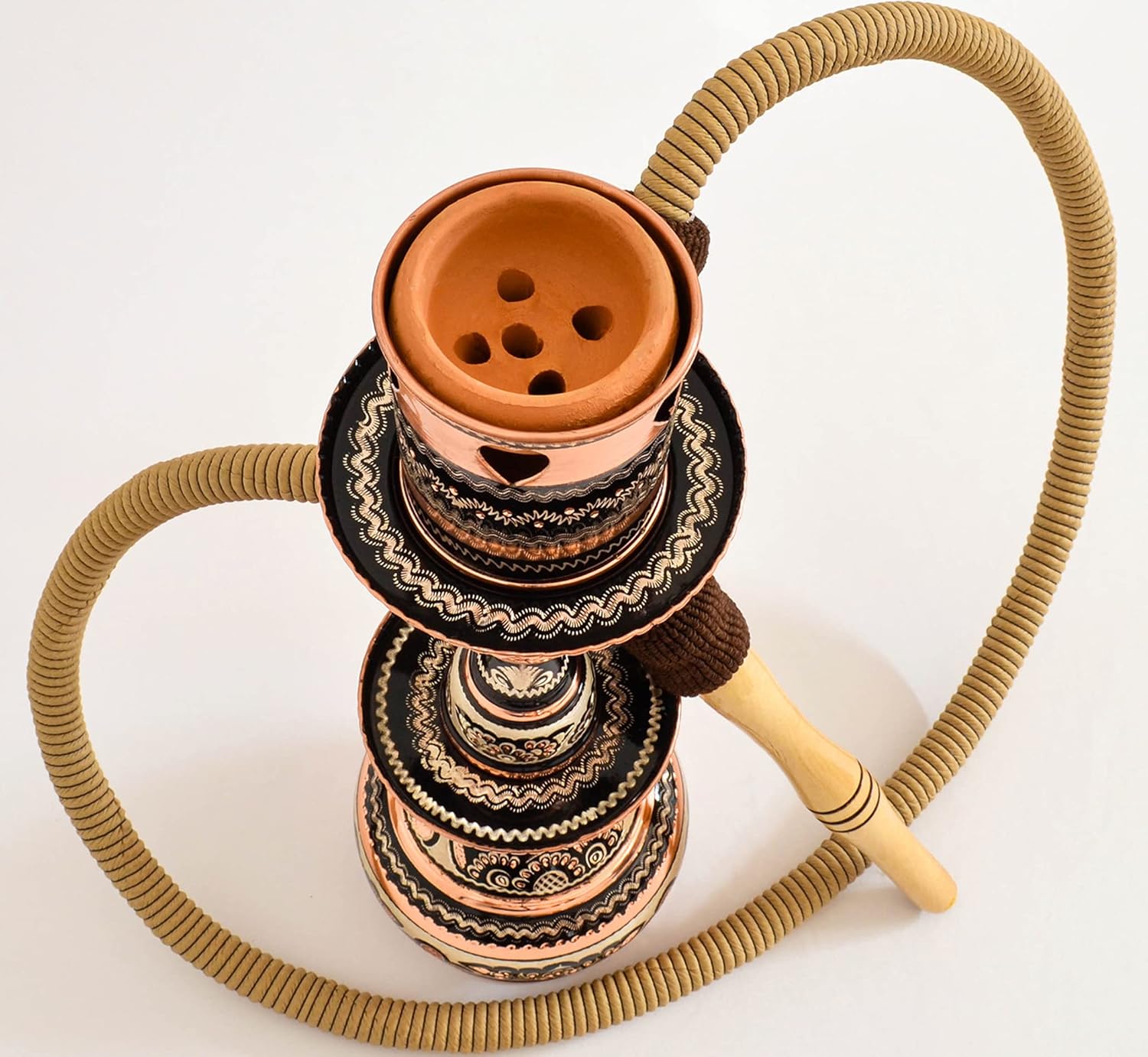 Copper Hookah, Hand Carved Pure Copper Shisha, Diamond Series Shisha, 100% Handmade Narghile, Total Height: 15.5" (Medium)