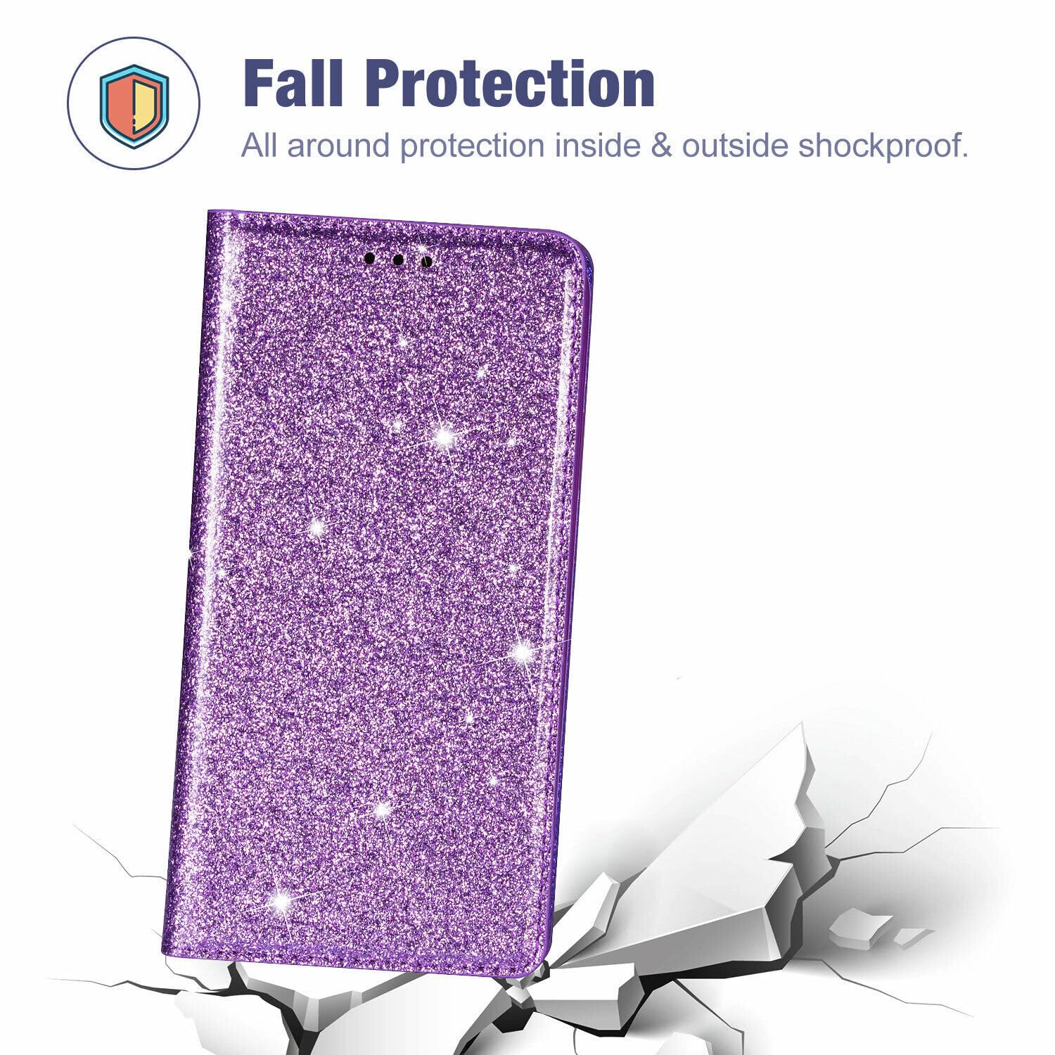 Generic Étui compatible avec Samsung Galaxy S20 FE (couleur : gris) étui portefeuille à rabat magnétique à paillettes en cuir avec porte-cartes