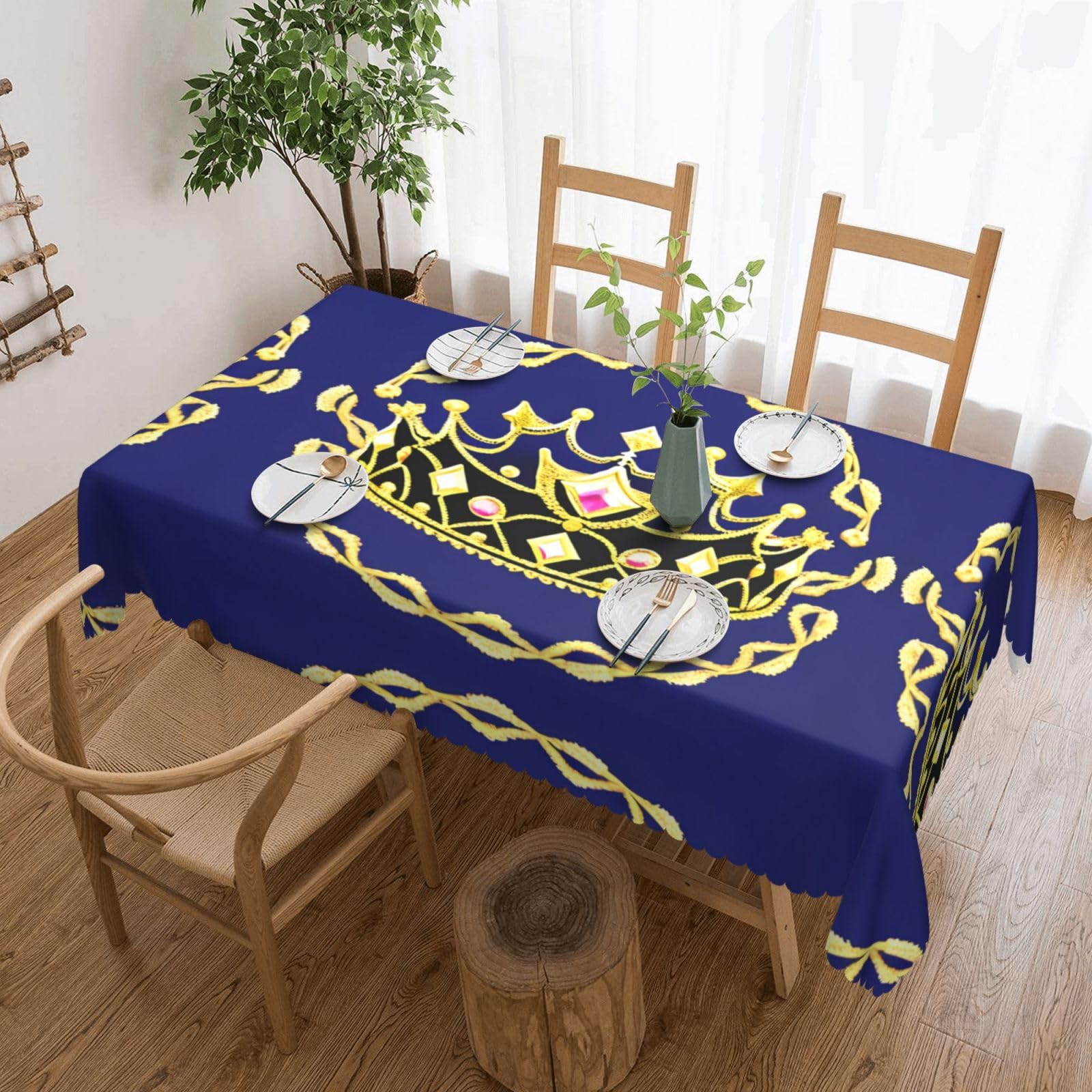 QAZWZML Fantasy Tiara Printed tablecloth, made of thick polyester with lace trim, suitable for dining rooms, picnics, and weddings