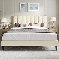 Vista 16 de VECELO Base de cama de tamaño matrimonial con 4 cajones de almacenamiento, cabecera de altura ajustable, base de cama de plataforma resistente