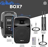 Vista 8 de Pyle Potente altavoz PA Bluetooth portátil de 80 W con sonido inalámbrico, sistema de audio recargable para interiores y exteriores de 15 pulgadas