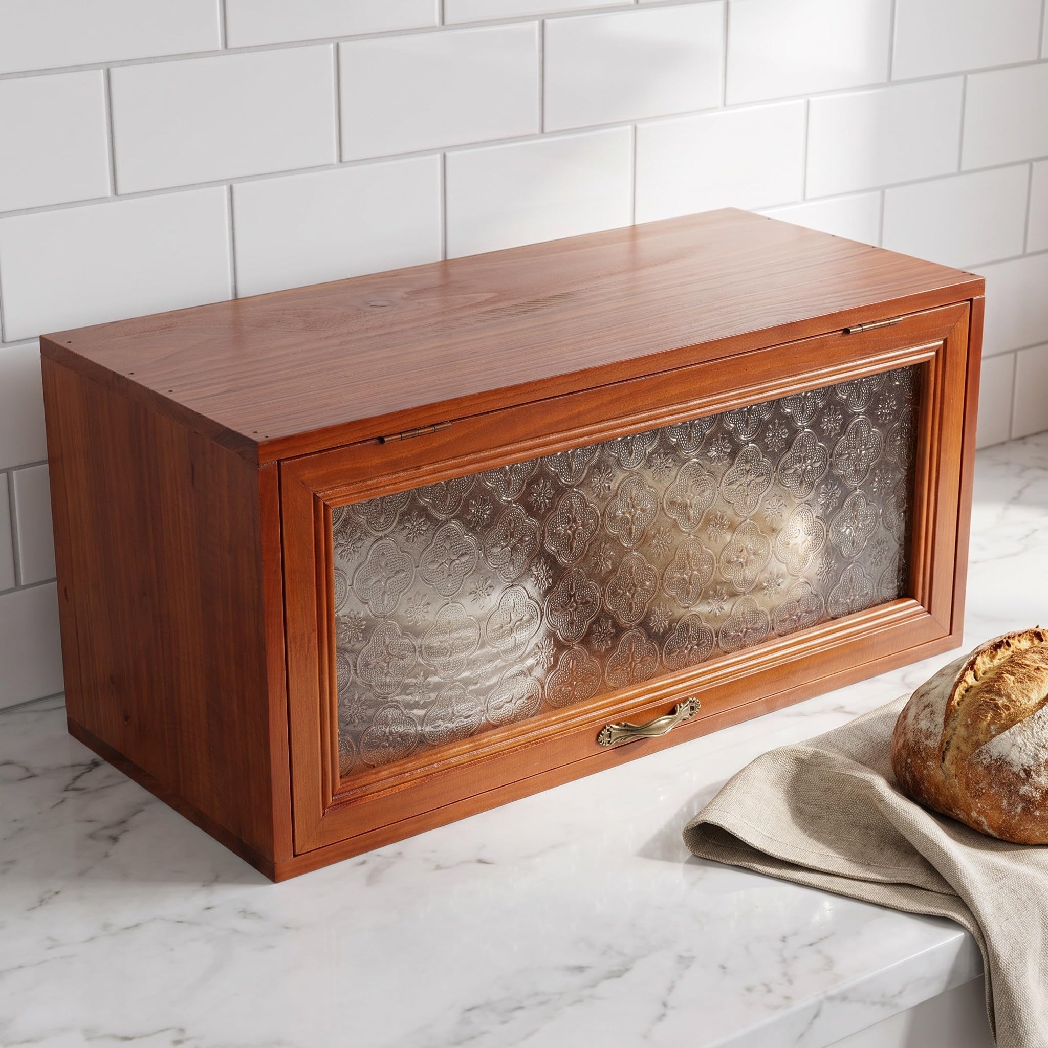 BESTOYARD Scatola Organizer da Tavolo in Legno Vintage Finestra in Vetro