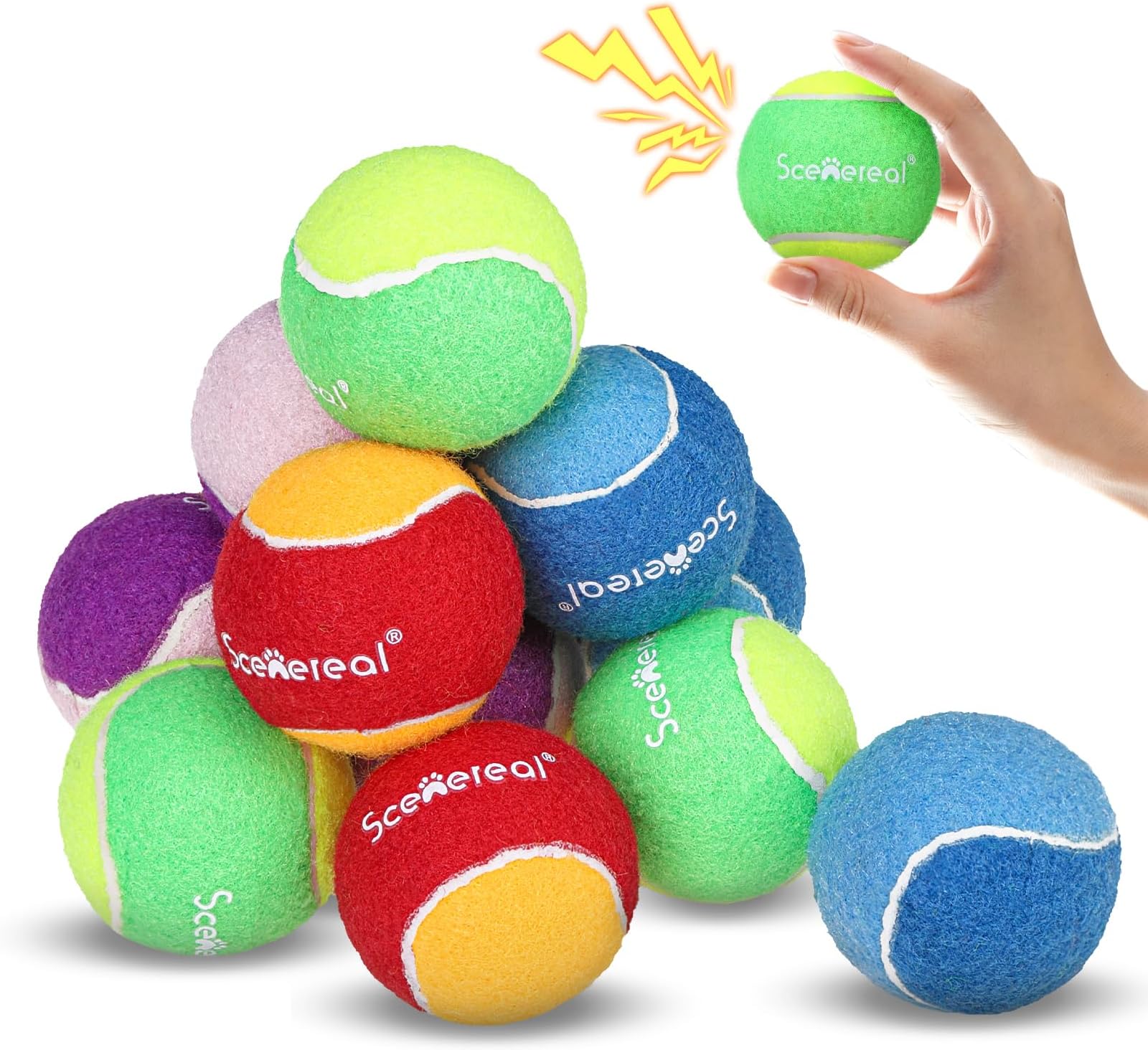 Pet Supplies SCENEREAL Tennis Balls for Dogs 12 Pack, Squeaky Dog