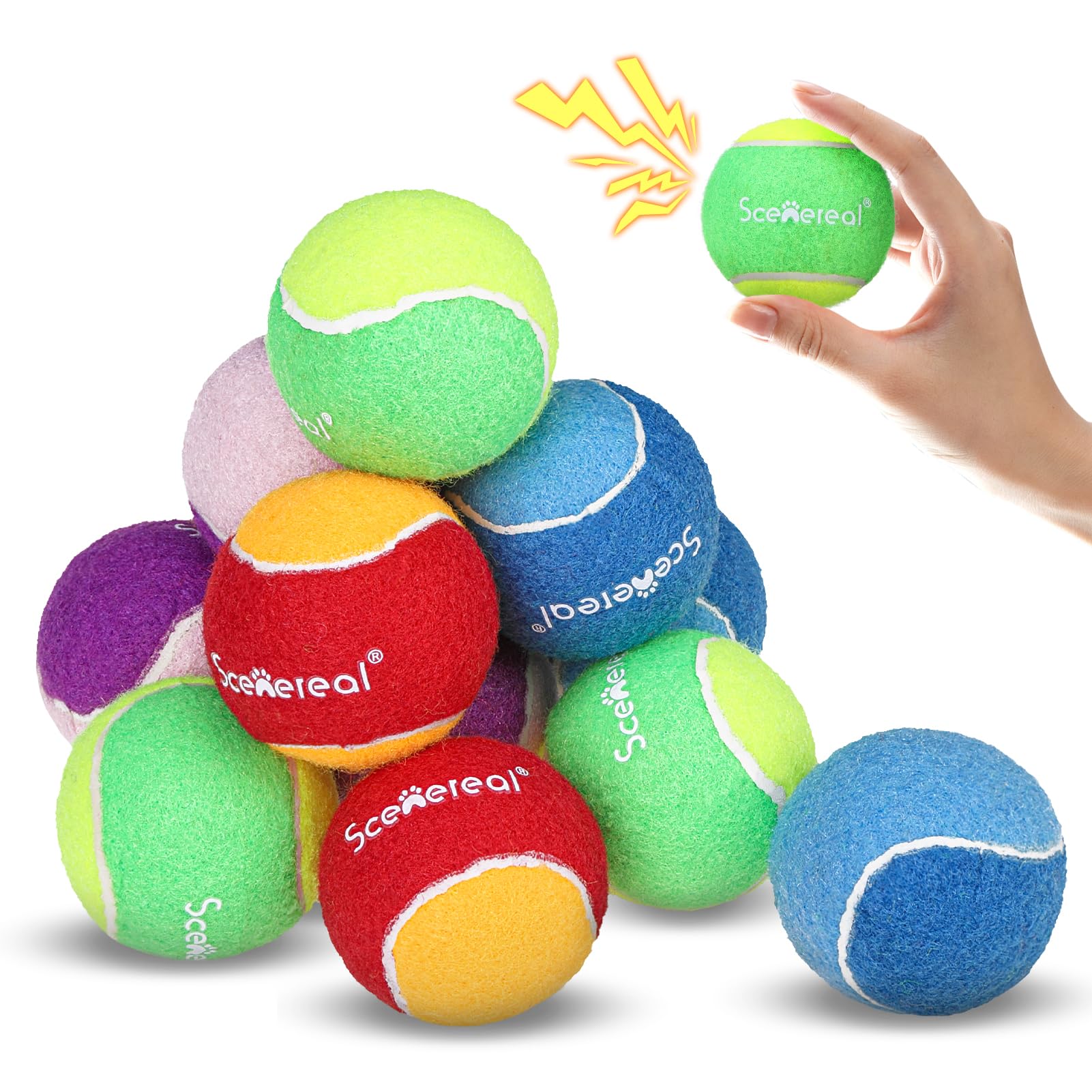 SCENEREAL Squeaky Tennis Balls for Dogs, 2.5