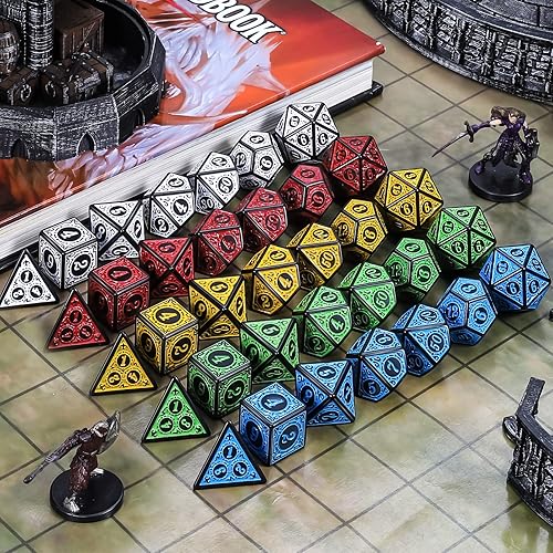 Vista 94 de CiaraQ Juego de dados poliédricos – Dados de juego de rol DND para juegos de mesa RPG de Calabozos y Dragones, multicolor, 70 piezas