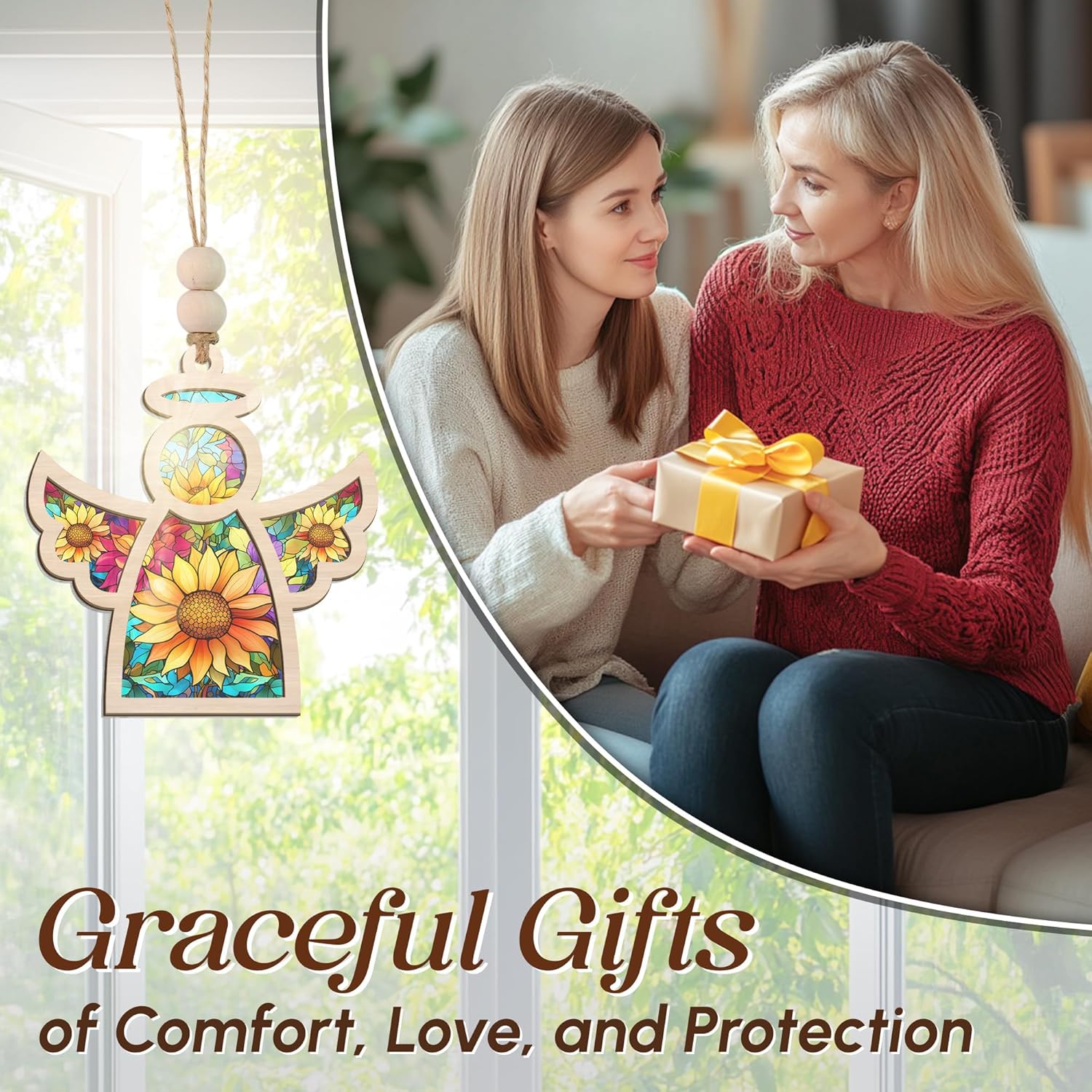 Angel Ornaments for Christmas Tree - Guardian Angel Suncatcher with Card for Tree Decorations - Sympathy Gifts for Loss of Loved One, Christmas Ornaments 2025, Sun Catchers for Home Decor - Image 2