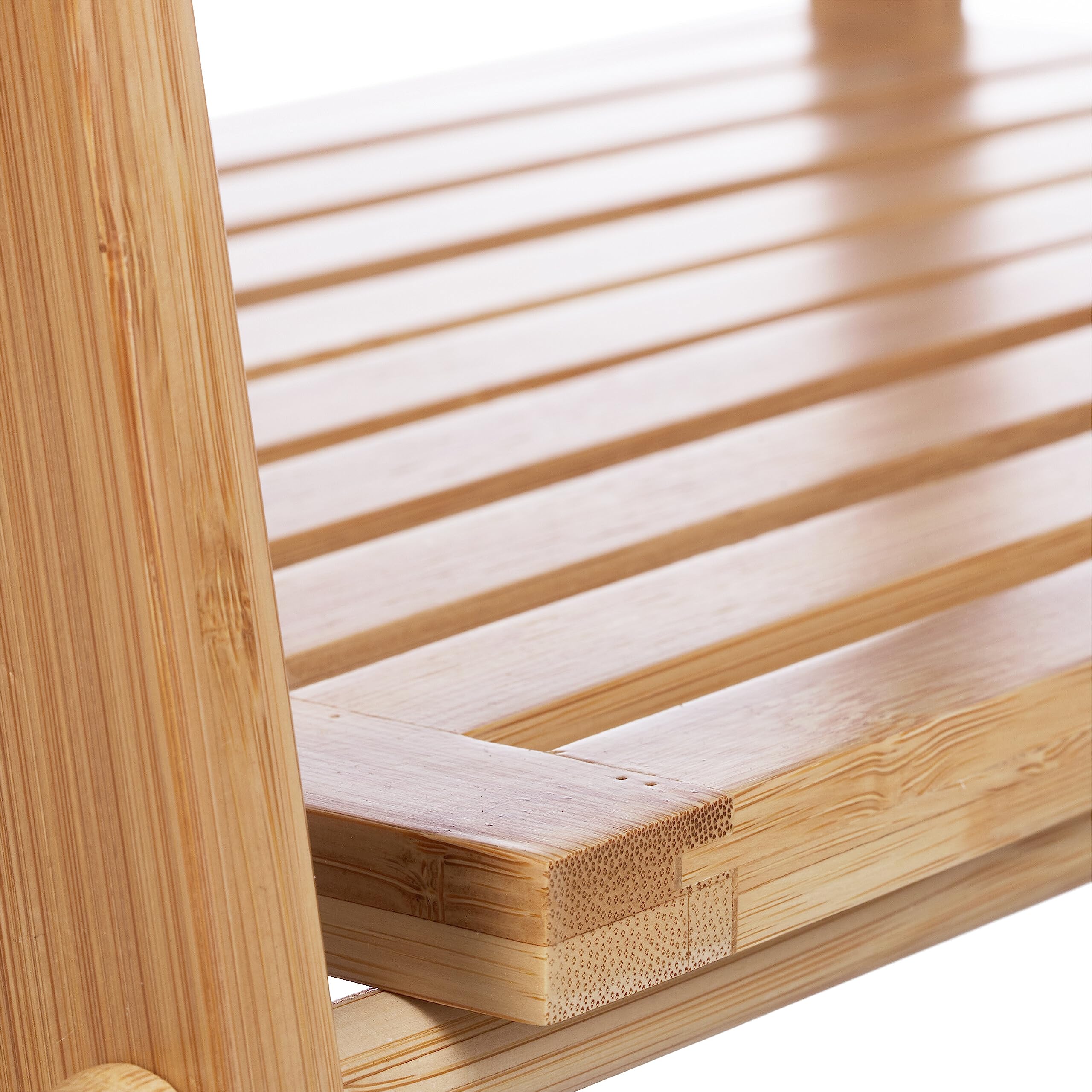 Relaxdays Porte-Serviettes Bambou, 3 Barres, 1 étagère, HxLxP: 110x53x31,5 cm, Pliable, échelle sèche-Serviettes, Nature