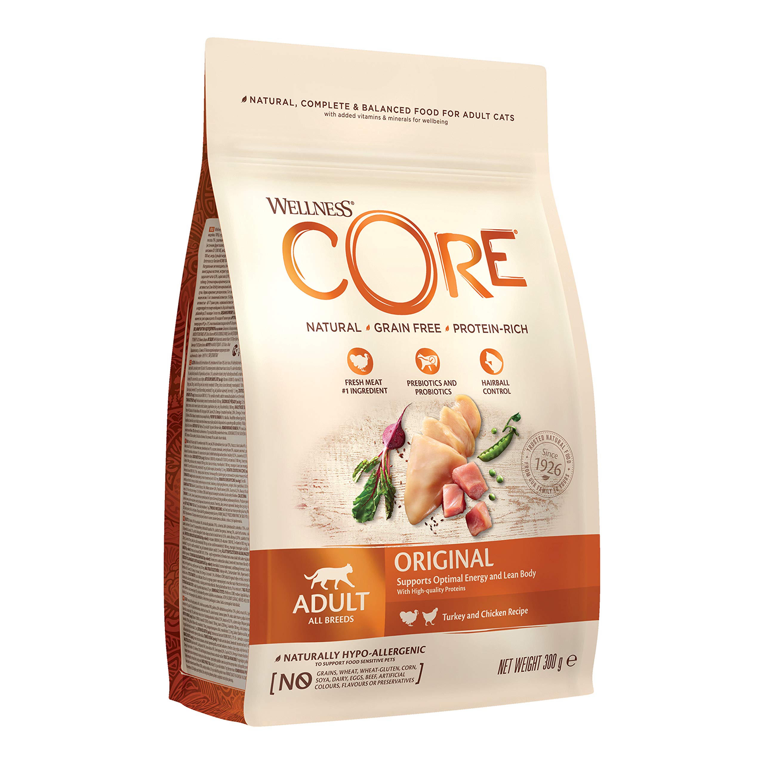 Wellness CORE Dry Cat Food Grain-Free, Original Turkey & Chicken, 300 g
