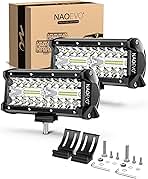 NAOEVO 7 Inch LED Light Bar, 240W 24,000LM LED Pods/Off Road/Fog/Driving Lights with Spot Flood Combo for Truck Boat UTV ATV, 2-Pack (White)