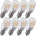BlueStars E12 T20 Salt Lamp Bulb 120V 15W, 2700K Warm White, E12 Candelabra Base for Himalayan Salt Rock Lamps & Baskets, Scentsy Plug-in Wax Warmers, Night Lights - Pack of 8