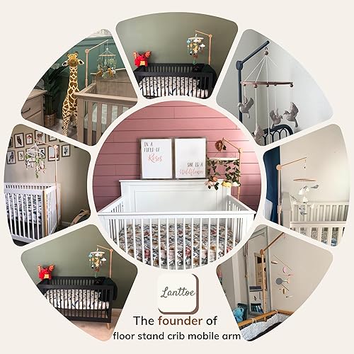 Miniatura 10 de Brazo móvil para cuna de pie de madera, brazo móvil de 61 pulgadas para cuna, colgador móvil móvil para bebé, fuerte accesorio antidumping, madera
