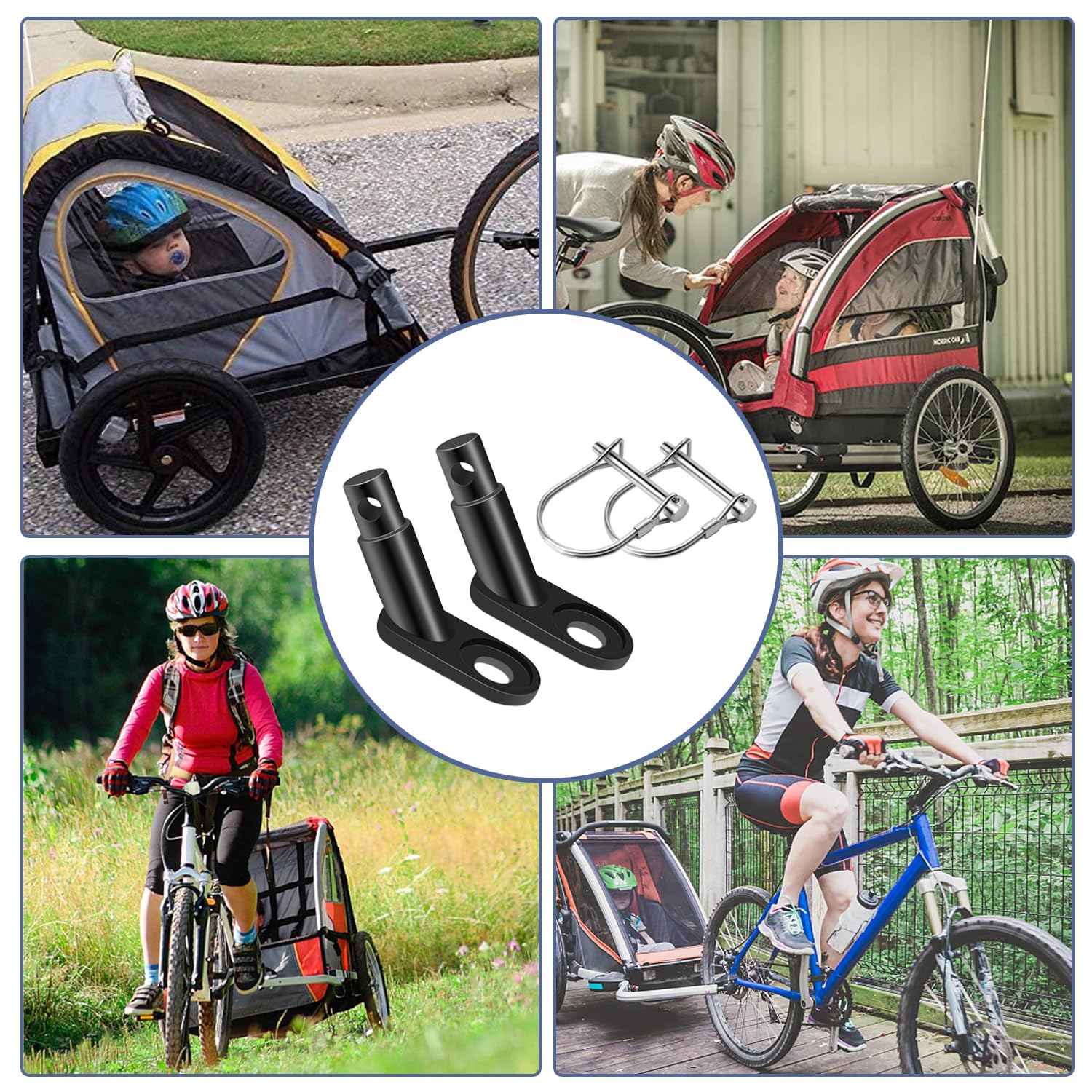 Connecteur de remorque de vélo 2 pièces, pour attelage de remorque enfant et chien