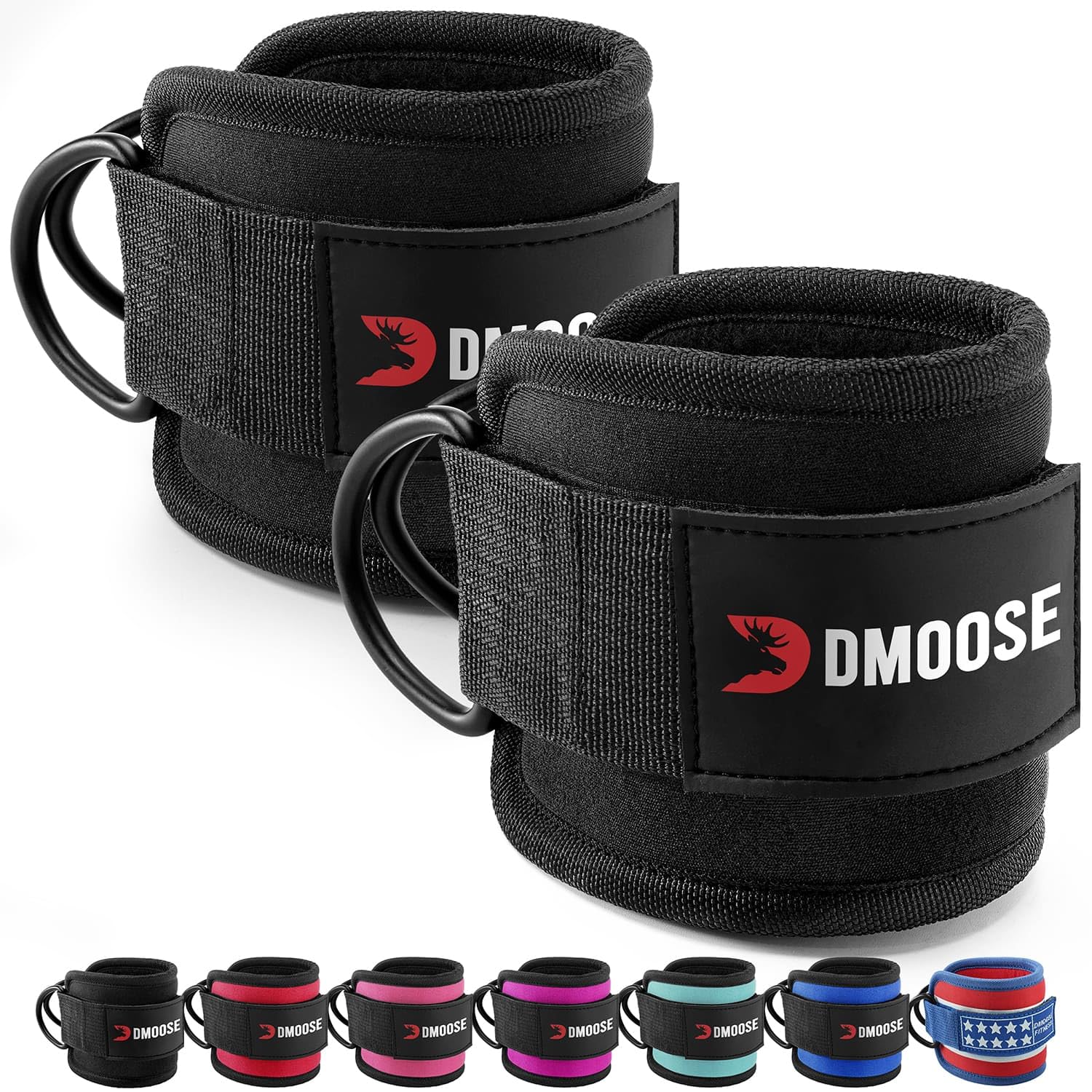 Photo 1 of DMoose Ankle Strap for Cable Machine - One Size Fit with Premium Padding, Glute Kickback Ankle Strap, Ankle Cable Straps for Workout, Booty Workout, Leg Extension, Hip Abductors & Lower Body Exercises Black - Pair