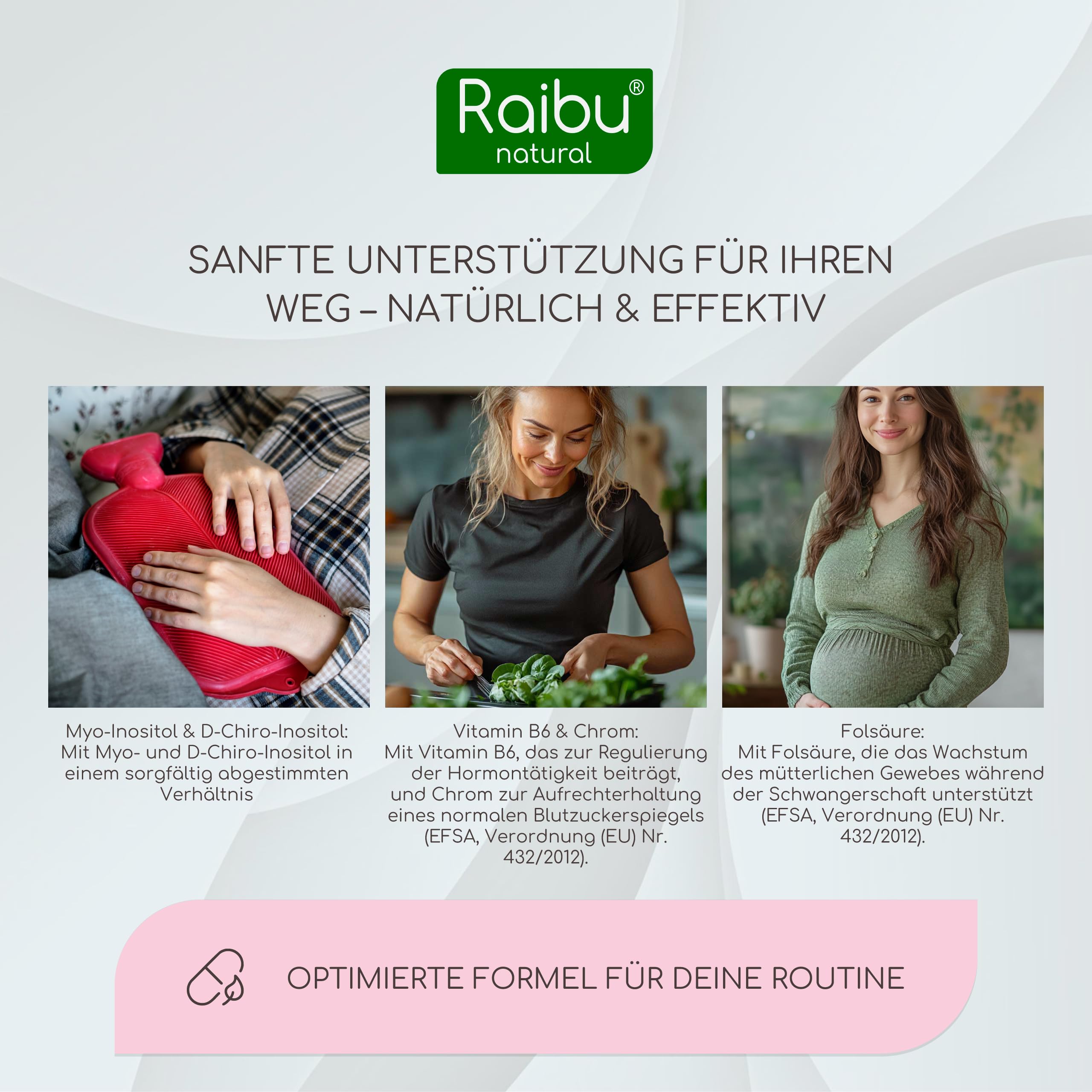 Inositol Kapseln, 2120mg Myo Inositol & D-Chiro pro Tag - Mit Vitamin B6, Folsäure & Chrom - Vegan, Ohne Zusätze & Laborgeprüft - 150 hochdosierte Kapseln, Raibu