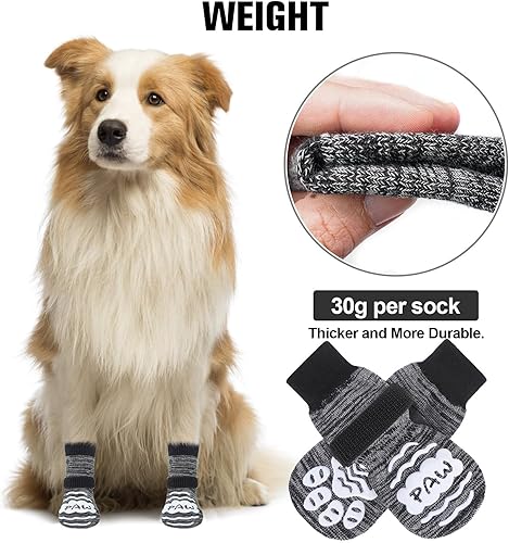 Miniatura 2 de BEAUTYZOO Calcetines antideslizantes para perros pequeños, medianos y grandes, protector de patas de perro con agarre para suelos de madera dura,