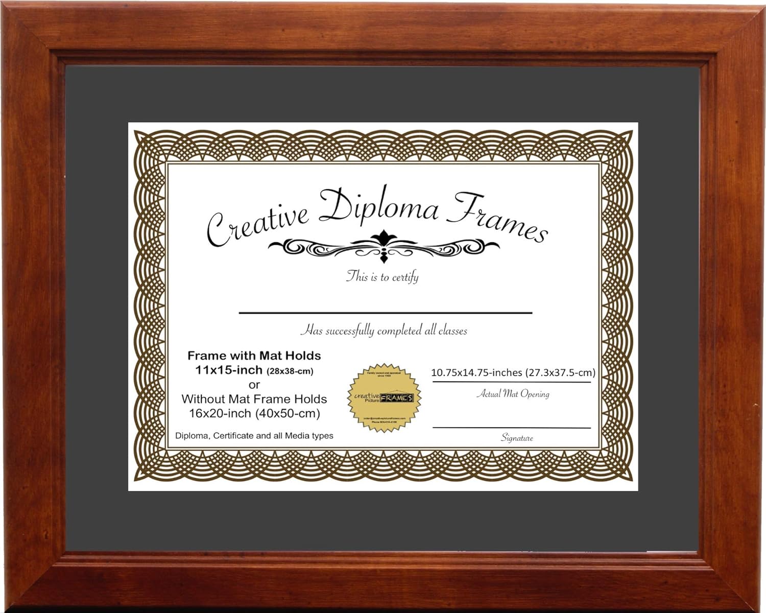Creative Picture Frames 11x15 Walnut Finish Diploma Frame