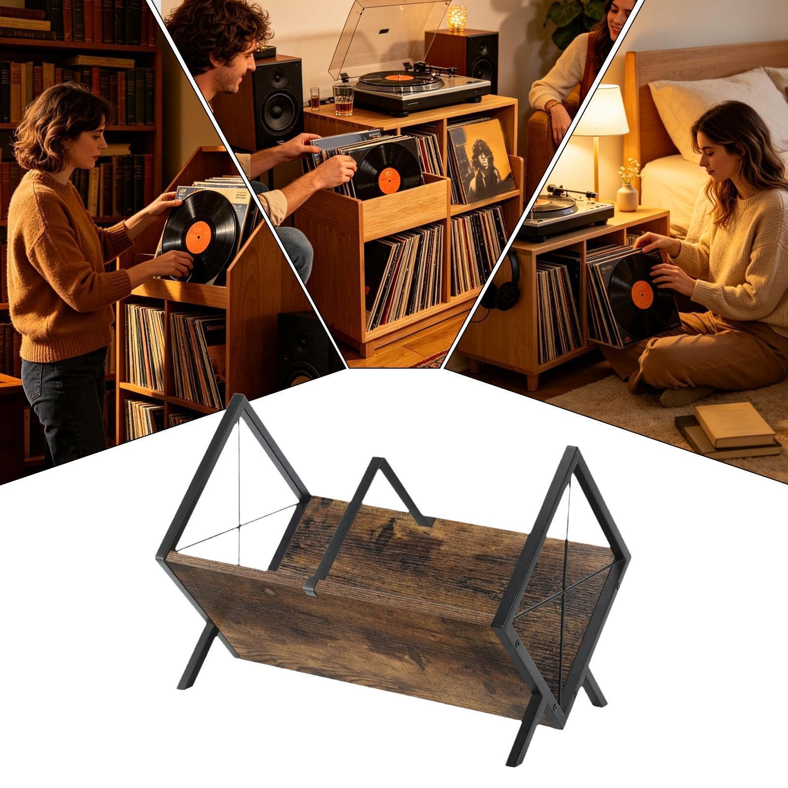 Soporte De Almacenamiento Para Vinilos Capacidad Para 80 LP, 1 Nivel | Organizador Expositor De Álbumes Para Dormitorio Estudio Biblioteca Habitación Juvenil Salón