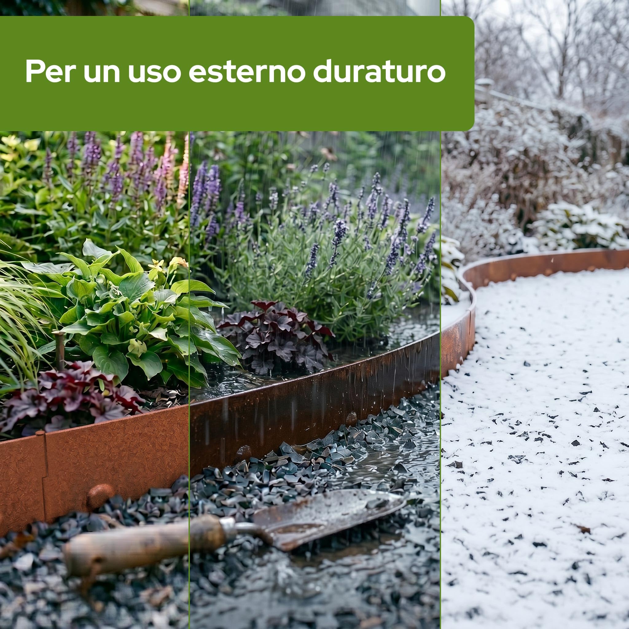 Arebos Bordura da Giardino in Acciaio Corten 15 m | Bordo Prato in Metallo & Delimitazione Aiuole | Flessibile e Modellabile | Resistente alle Intemperie
