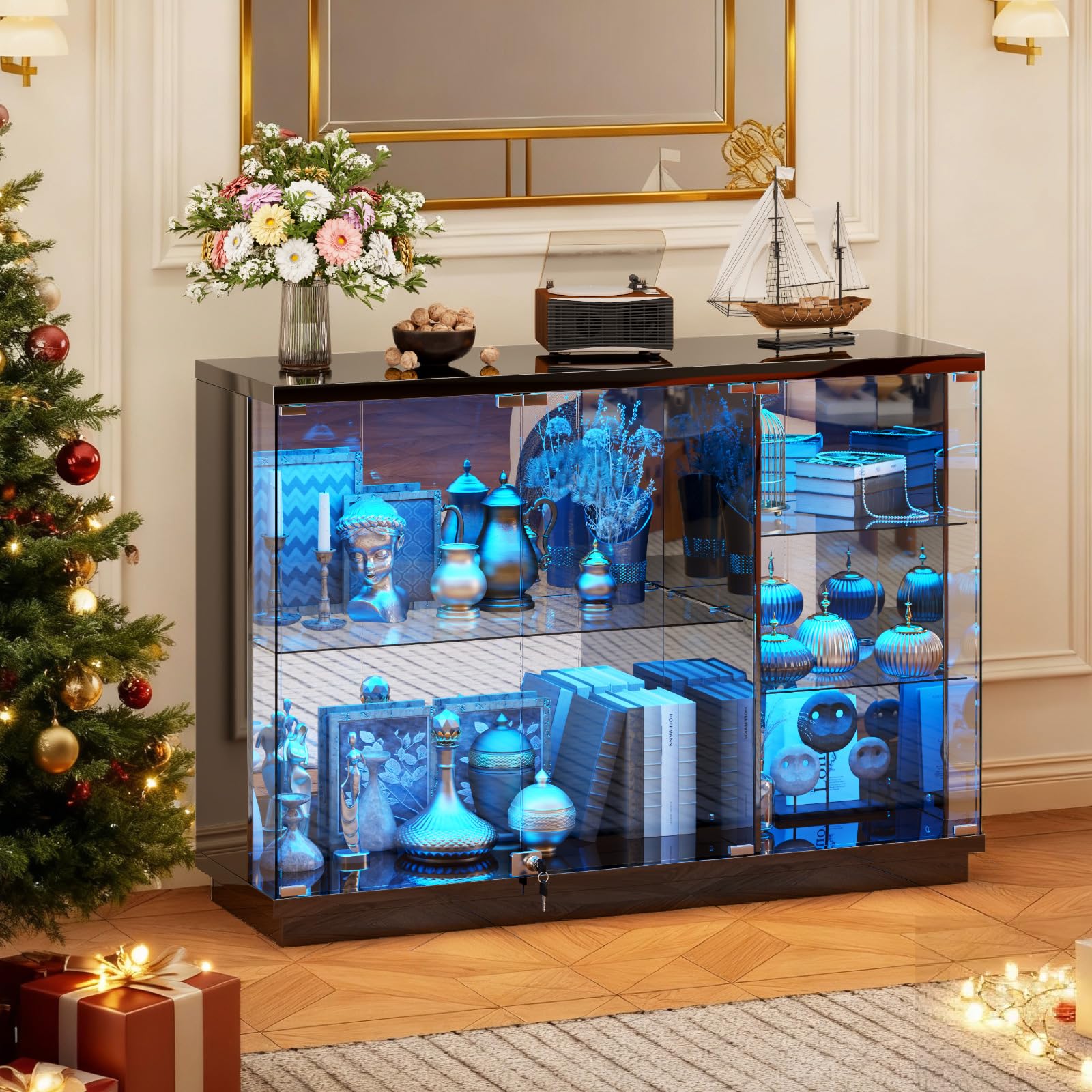 Amazon.com: HNEBC Lockable Display Curio Cabinet with Glass Door