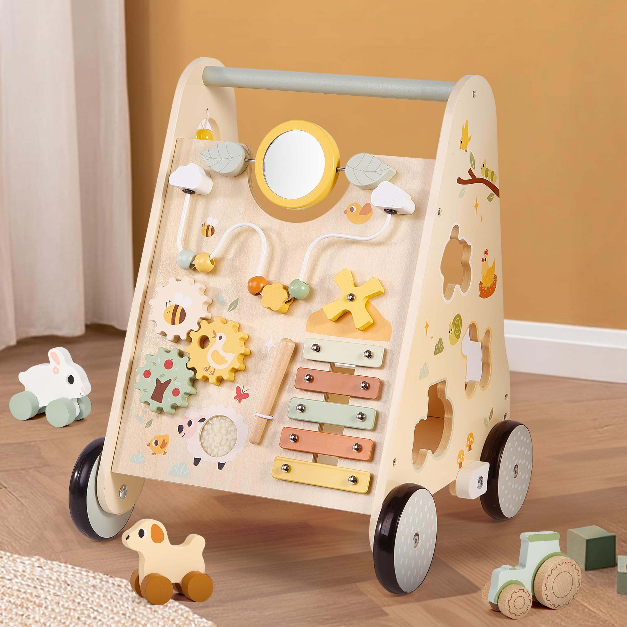 Pithfor Wooden Baby Push Walker - walkers | Mubboo