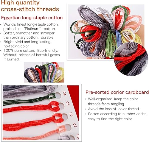 Miniatura 9 de Kits de estampado de punto de cruz para adultos, paquete de 2 kits de punto de cruz de animales, preimpresos, 11 quilates, para principiantes,