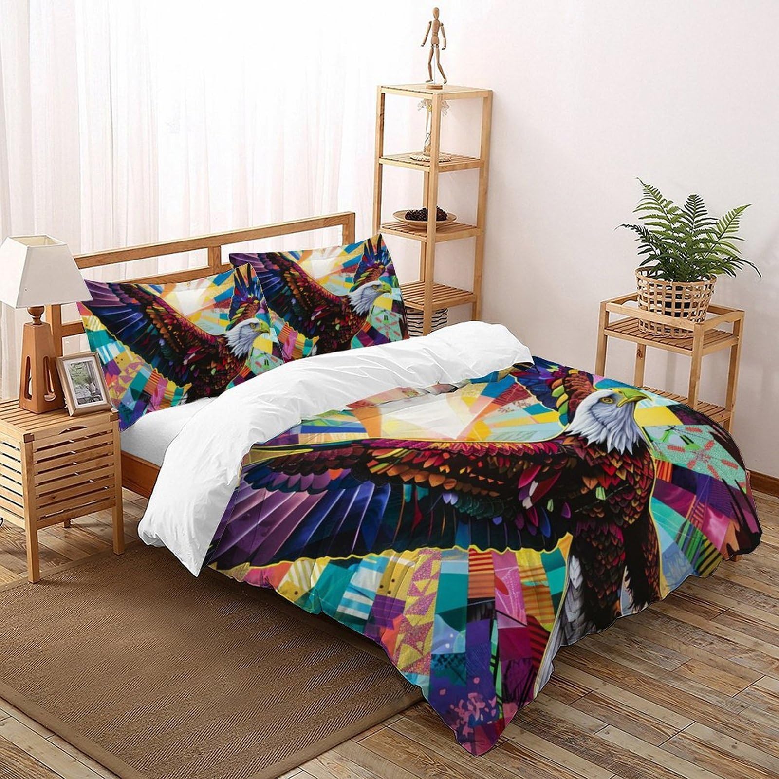 Parure housse de couette 3D Flying Eagle literie taies oreiller