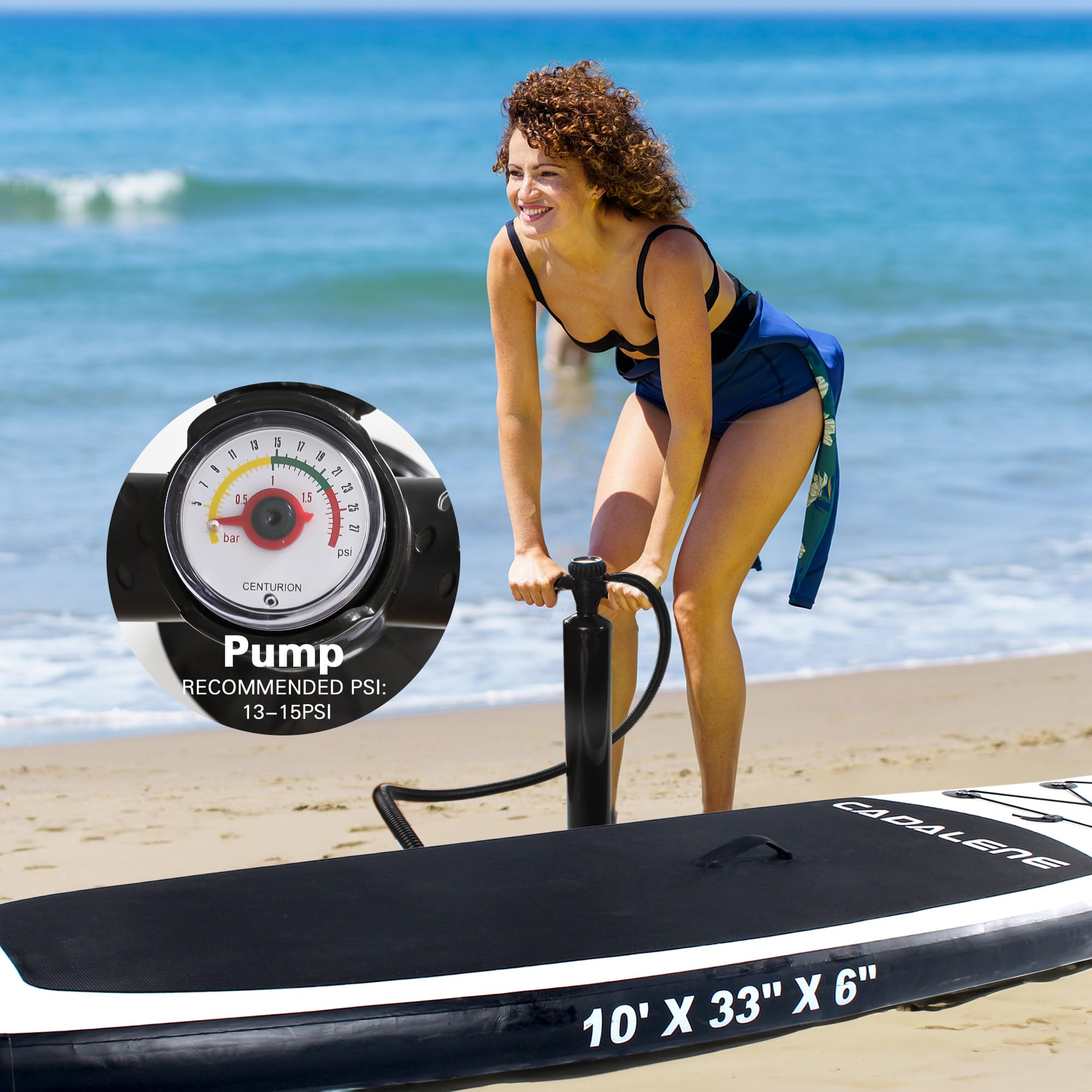 CADALENE Inflatable Stand Up Paddle Board with SUP Accessories, Inflatable Paddle Board for Adults & Youth of All Skill Levels, Adjustable Paddle, Hand Pump, Leash, Nonslip Deck, Repair Kit