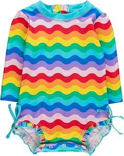 RuffleButts Baby Girls Novelty Baby One Piece - Rash Guard Swimsuit UPF 50+