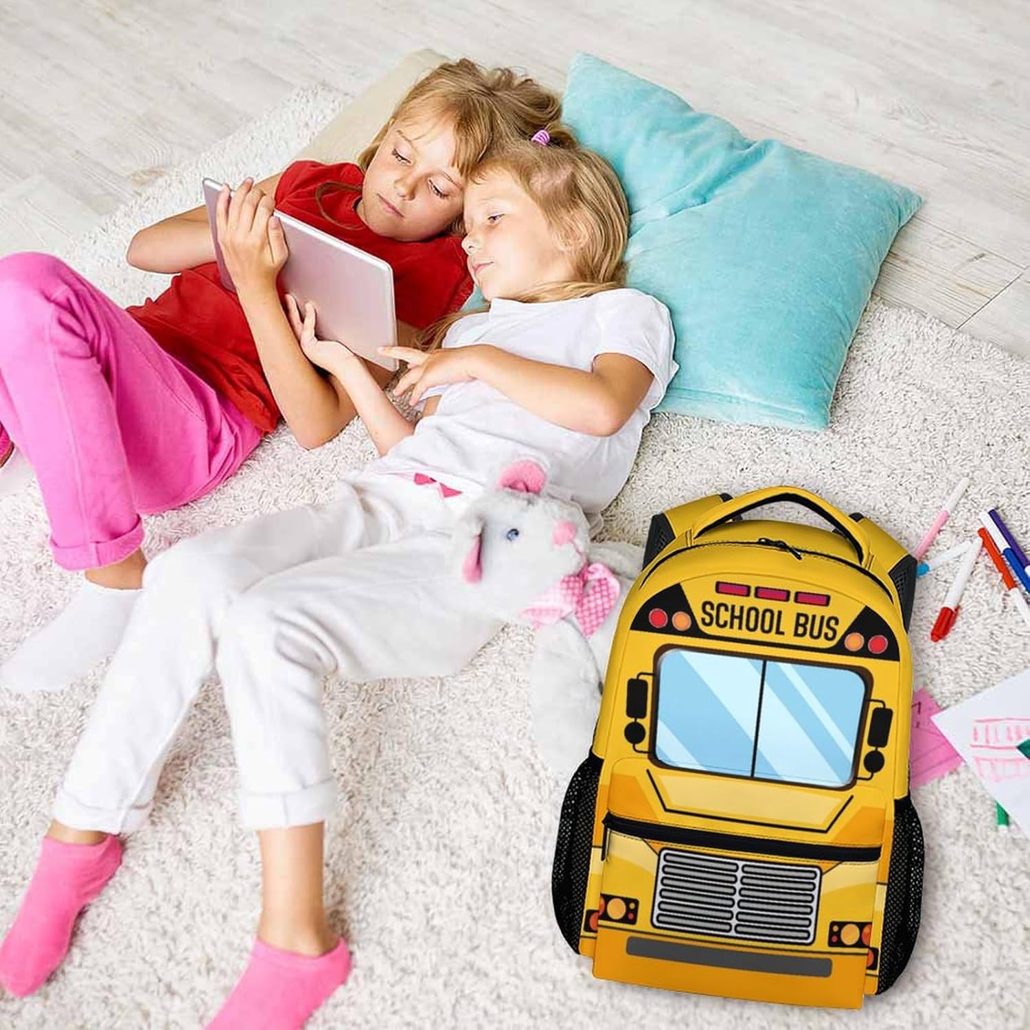 School Backpack for Kids, Back to School Gifts for Boys Students, 17 inches Bus Backpacks for Preschool Primary Elementary, Large Capacity Bus Bookbag for Camping Hiking - Image 7