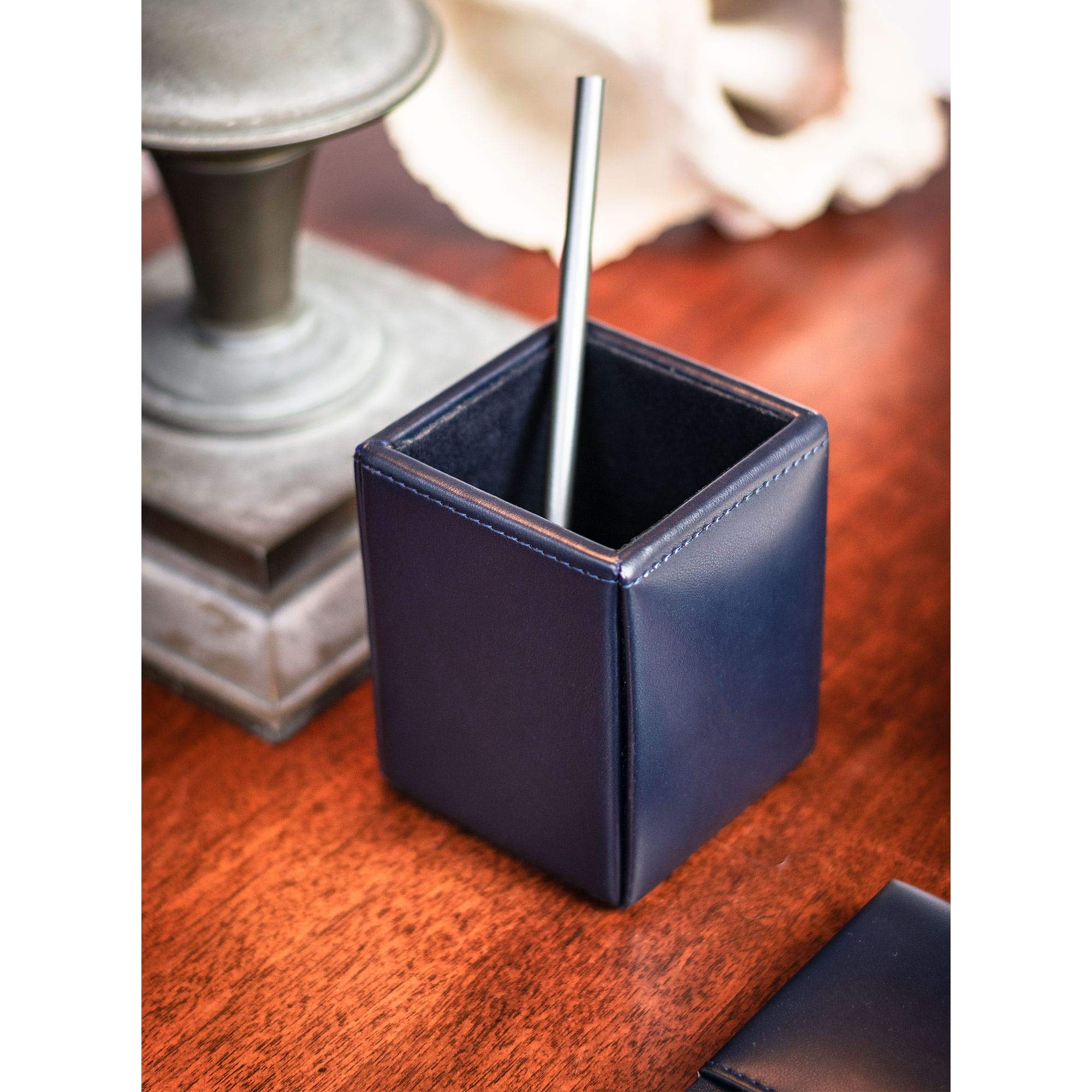 DacassoNavy Blue Bonded Leather Pencil Cup
