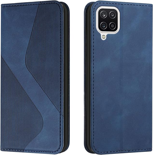 NEXCURIO Phone Wallet Case Compatible with Samsung Galaxy A12 / A12 Nacho V2 2021 / M12 Wallet Case with Card Holder Kickstand Men Women Leather Flip Case Cover Shockproof - Blue