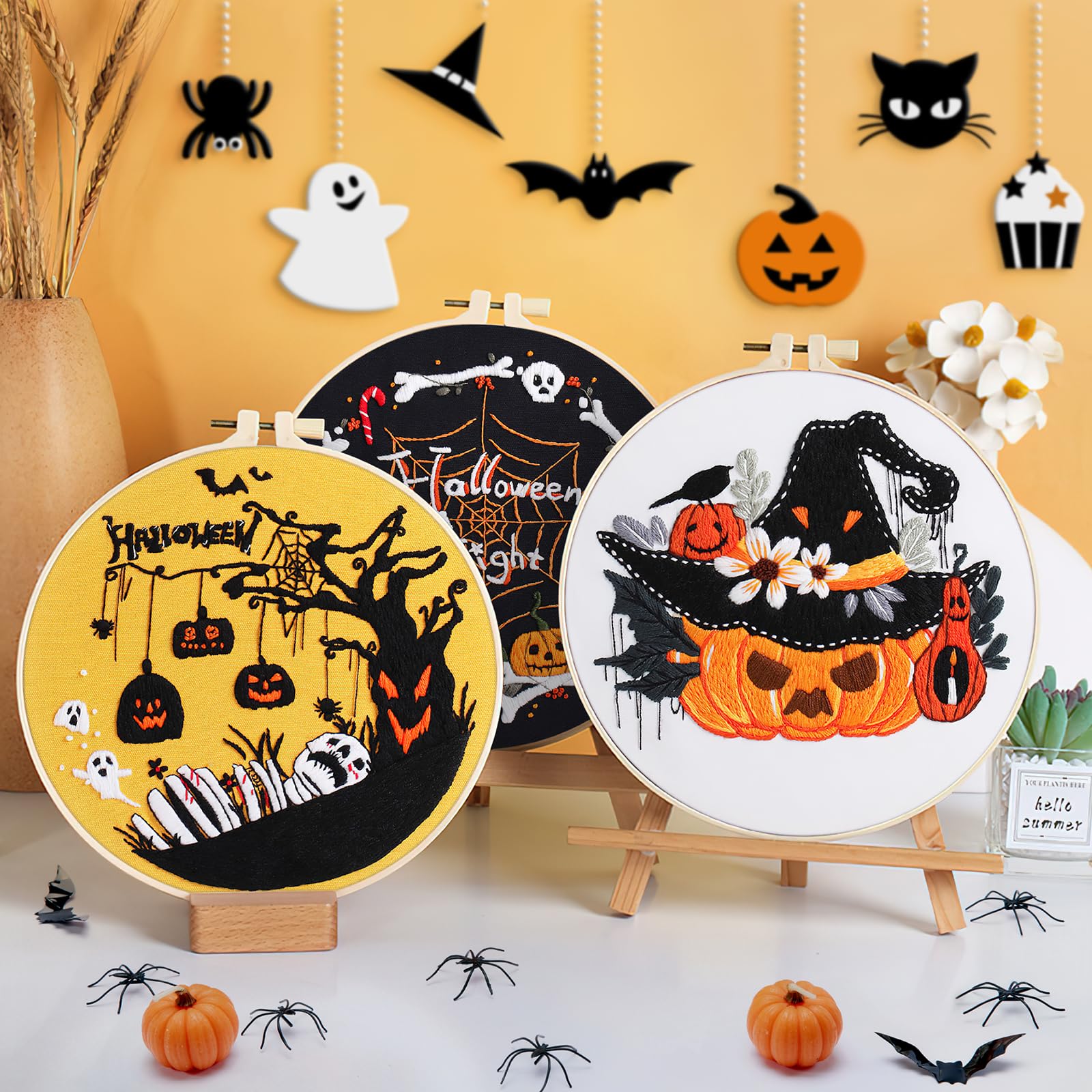Kit Per Ricamo Di Halloween, Kit Per Punto Croce Di Halloween, Kit Di 4 Set Per Principianti Di Ricamo Gotico~p220238637