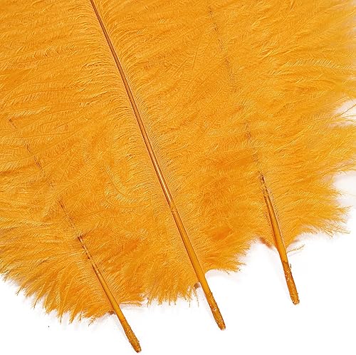 Miniatura 4 de 20 plumas de avestruz amarillo dorado natural de 10-12 pulgadas 9.8-11.8 in para centros de mesa de fiesta de boda, decoración del hogar de Pascua
