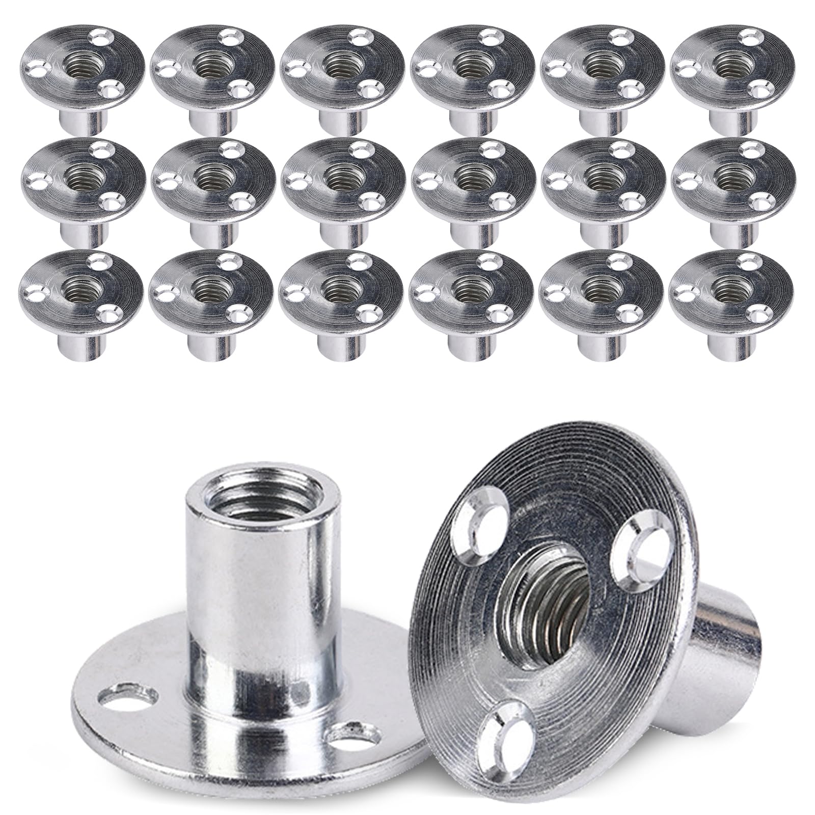 20 Pezzi Dado Flangiato M8, Dado a T con Foro Dadi a 3 Fori Dados Vite a 3 Fori Scanalatura a T Foro per Il Fissaggio di Mobili Collegamento (M8 X 37 X 2,5mm)
