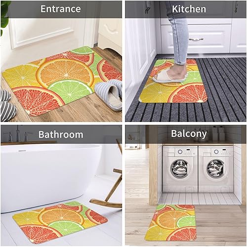 Miniatura 7 de AuLYn Alfombra de baño de espuma viscoelástica con rodajas de cítricos naranja pomelo, 24 x 16 pulgadas, ultra suave y antideslizante, absorbente de