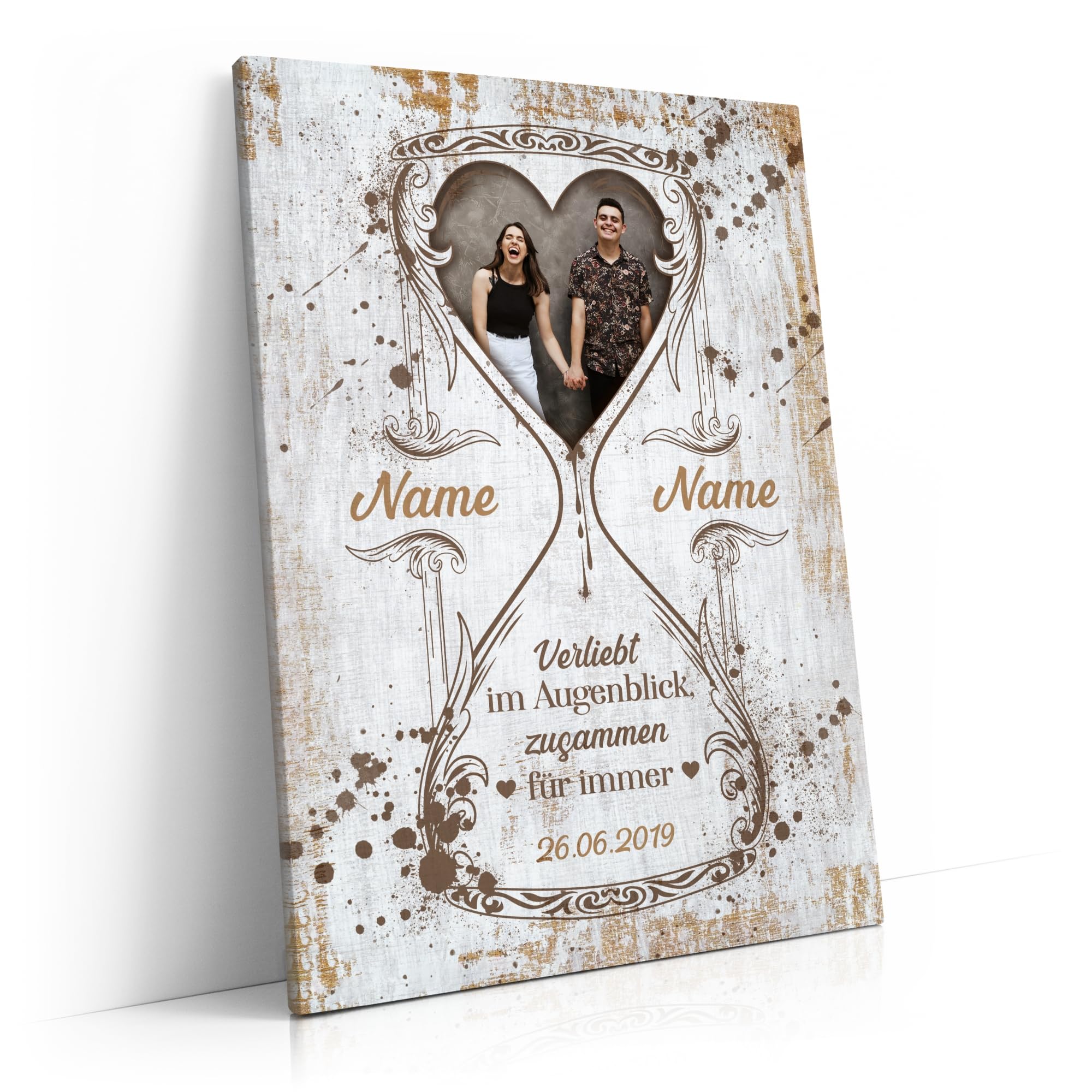 Liebesleinwand Personalisiertes Fotogeschenk für Partner Geschenk Jahrestag, Verlobung, Hochzeitstag | Leinwandbild mit eigenem Foto romantisch gestalten | Ewige Augenblicke