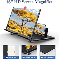 Vista 2 de Lupa de pantalla de 16 pulgadas, lupa de teléfono móvil 3D HD, proyector de pantalla para películas, videos y juegos, soporte plegable para teléfono