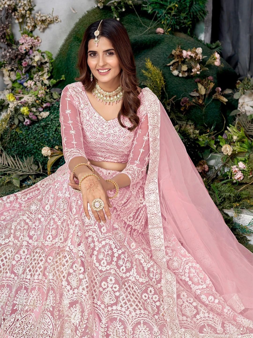 Lehenga set for Women Net Multi Embroidered Sequence Geometric Work Semi Stitched Lehenga for Women Wedding Ethnic Traditional Party Lehenga Choli with Dupatta Lehenga set for Women Net Multi Embroidered Sequence Geometric Work Semi Stitched Lehenga for Women Wedding Ethnic Traditional Party Lehenga Choli with Dupatta