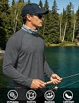MAGCOMSEN Men's Long Sleeve Shirt Quick Dry UPF 50+ Sun Protection Lightweight T-Shirt Athletic Workout Fishing Tee