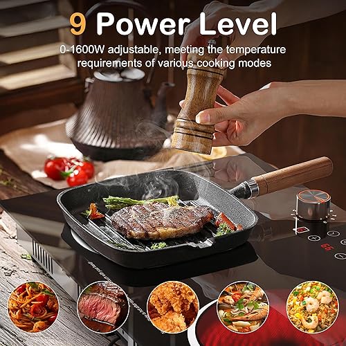 Miniatura 3 de Karinear Placa eléctrica de 2 quemadores, estufa eléctrica de 110 V, control de perilla de 2000 W y sensor táctil placa eléctrica para encimera o