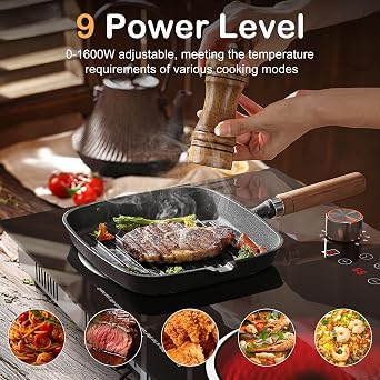 Karinear Electric Cooktop 2 Burner, 110V Electri Stove Top, 2000W Knob Control & Sensor Touch Electric Hot Plate for Countertop or Built-in Install, Timer, Safety Lock, 9 Power Level, 24 Inch